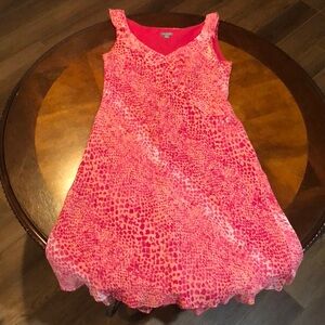 Ann Taylor Silk Sleeveless Ruffle Animal Print Dress Size 8